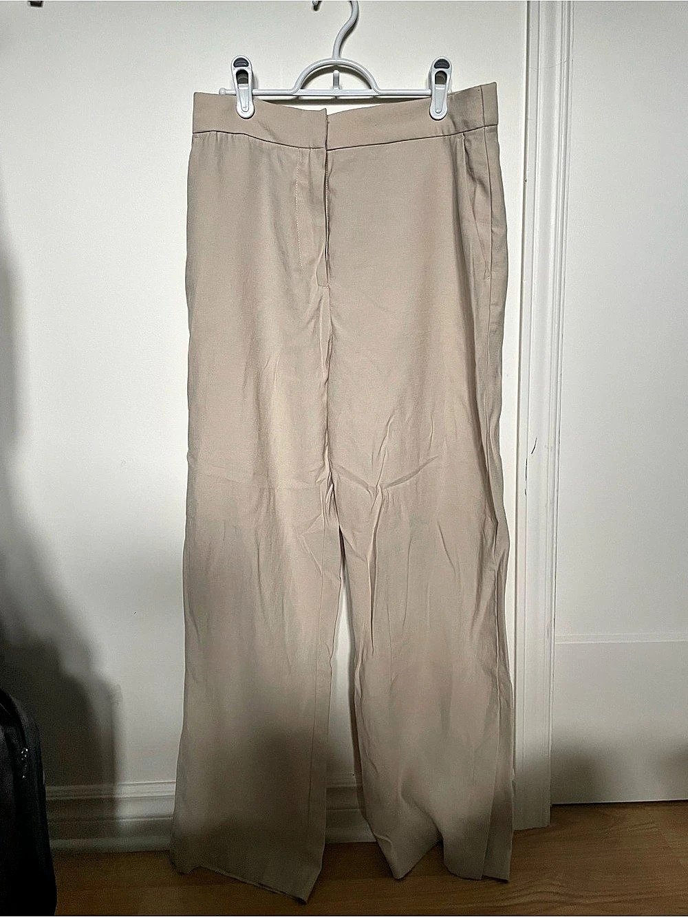 H&M Wide-Leg Twill Pants Beige Medium